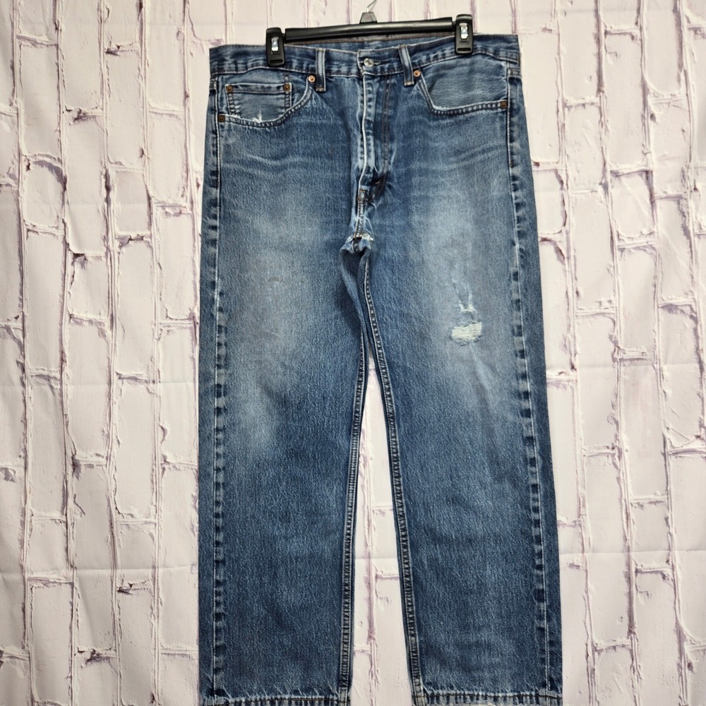 Levis 505 Regular Fit Straight Leg‎ Jeans Mens 36x29  Medium Wash  Denim Cotton